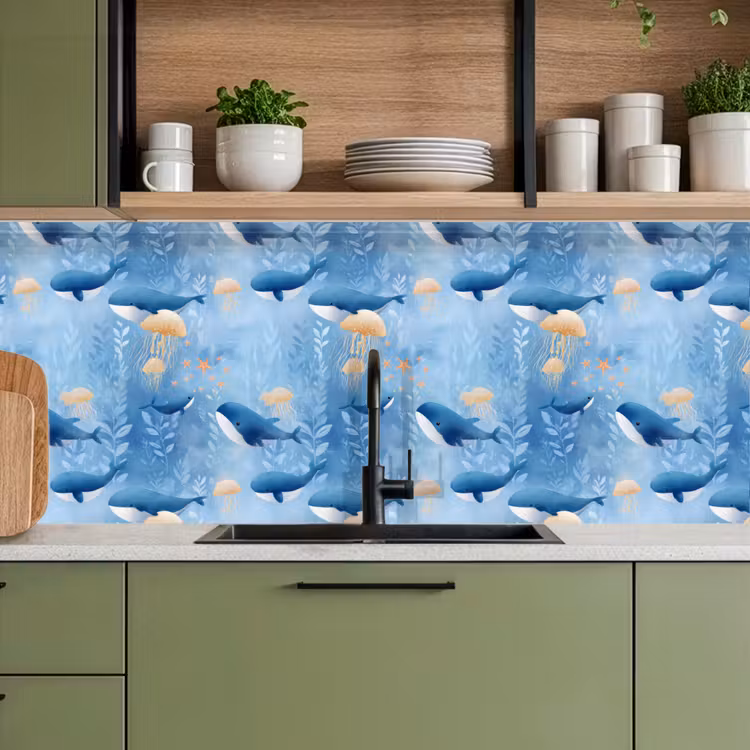 Keuken achterwand - Walvissen - Oceaan - Blauw — 8