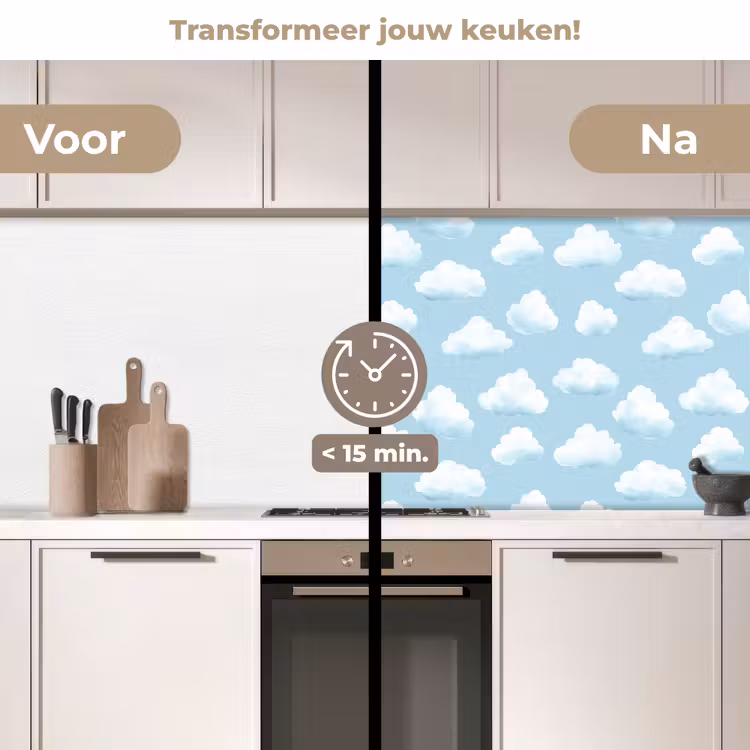 Keuken achterwand - Wolken - Illustratie - Blauw — 3