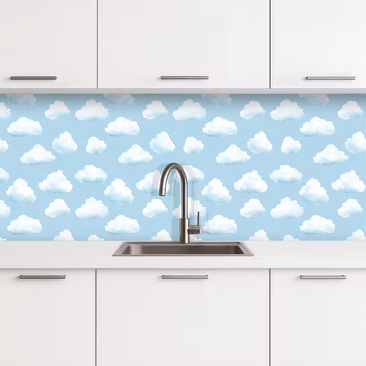 Keuken achterwand - Wolken - Illustratie - Blauw — 4