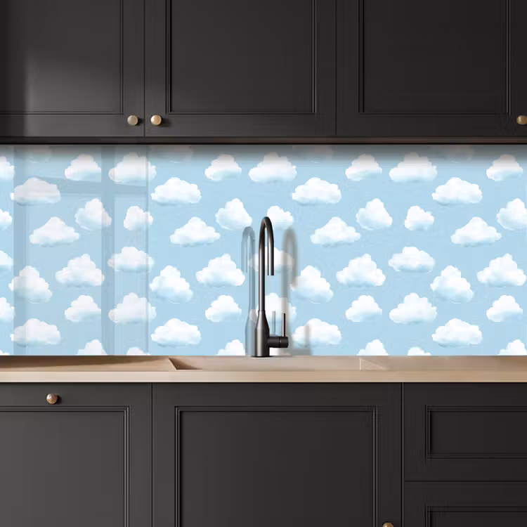 Keuken achterwand - Wolken - Illustratie - Blauw — 6
