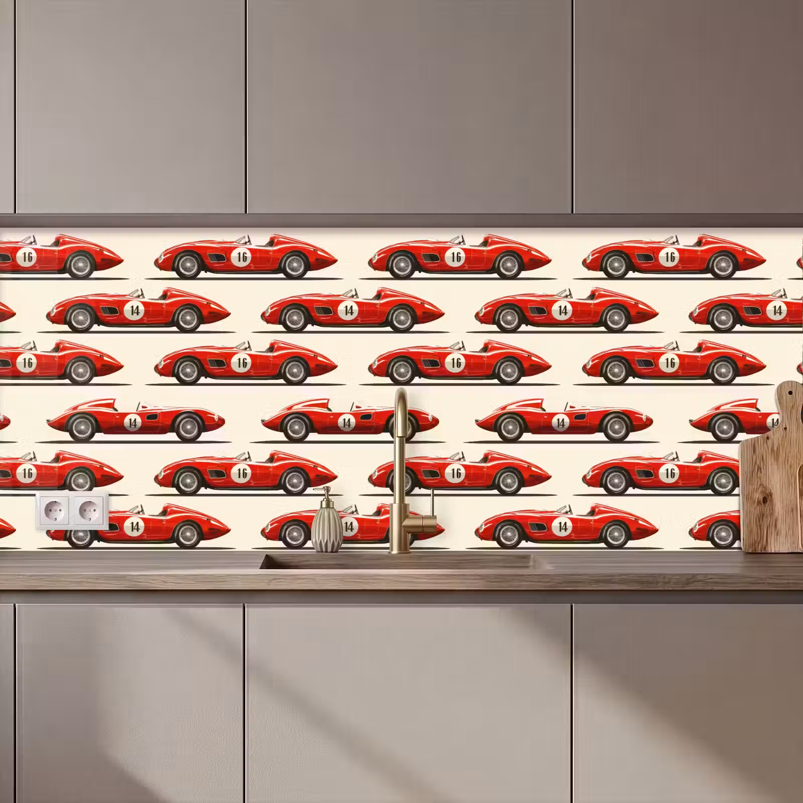 Keuken achterwand - Raceauto - Retro - Rood — 1