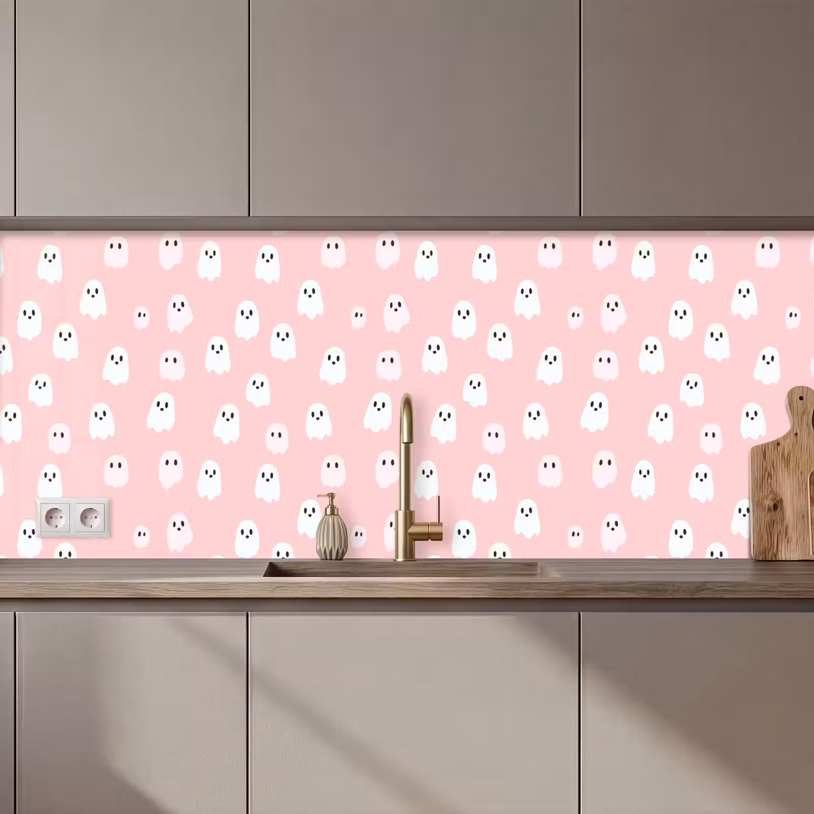 Keuken achterwand - Spookjes - Patroon - Roze — 1