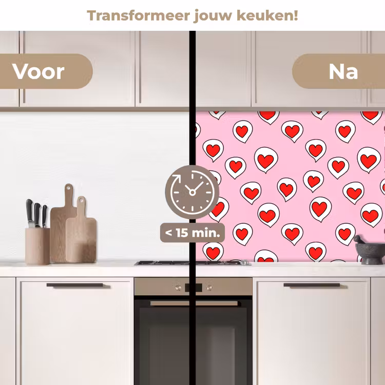Keuken achterwand - Hartjes - Patroon - Rood — 3
