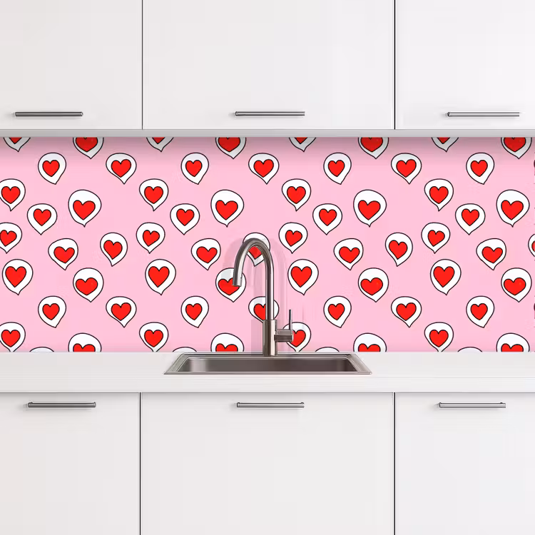 Keuken achterwand - Hartjes - Patroon - Rood — 4