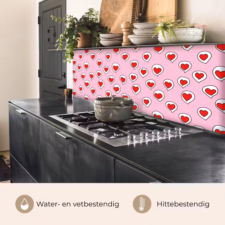 Keuken achterwand - Hartjes - Patroon - Rood — 5