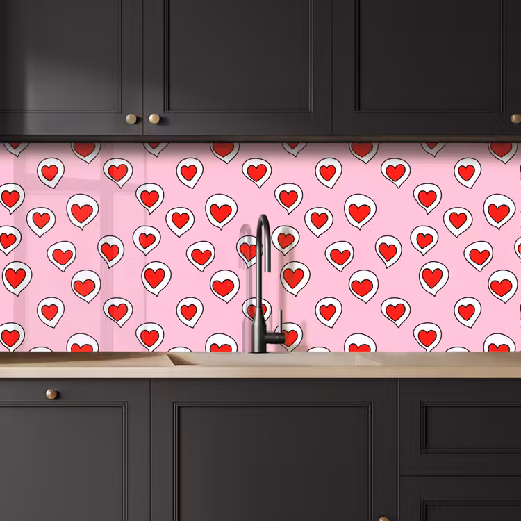 Keuken achterwand - Hartjes - Patroon - Rood — 6