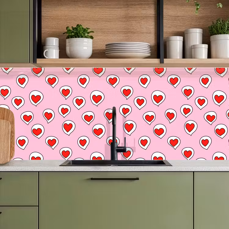 Keuken achterwand - Hartjes - Patroon - Rood — 8
