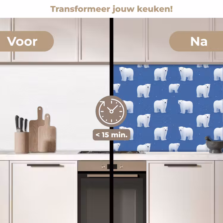 Keuken achterwand - IJsbeer - Patroon - Blauw — 3