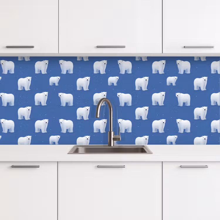 Keuken achterwand - IJsbeer - Patroon - Blauw — 4