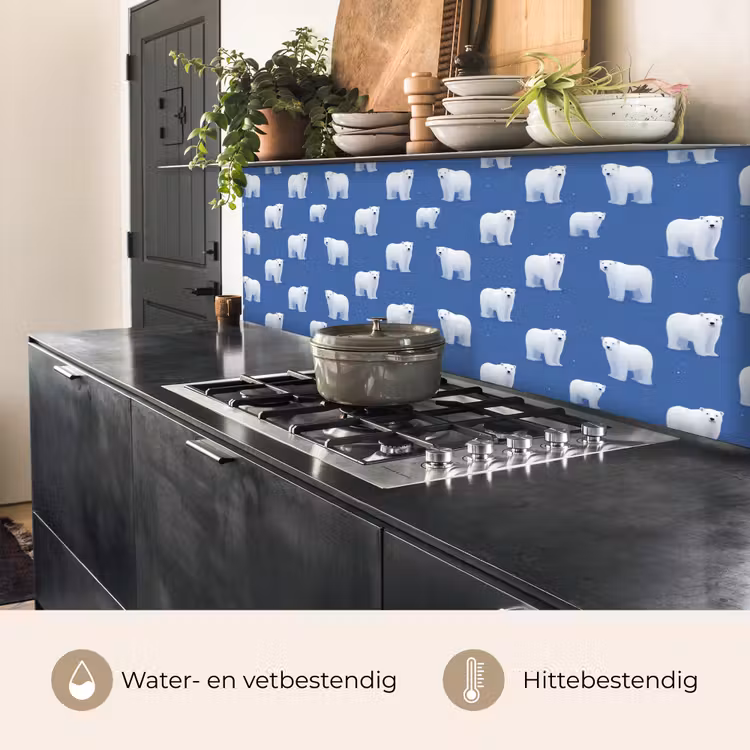 Keuken achterwand - IJsbeer - Patroon - Blauw — 5