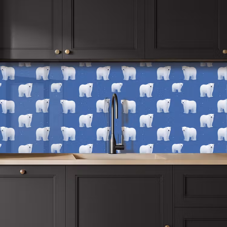 Keuken achterwand - IJsbeer - Patroon - Blauw — 6