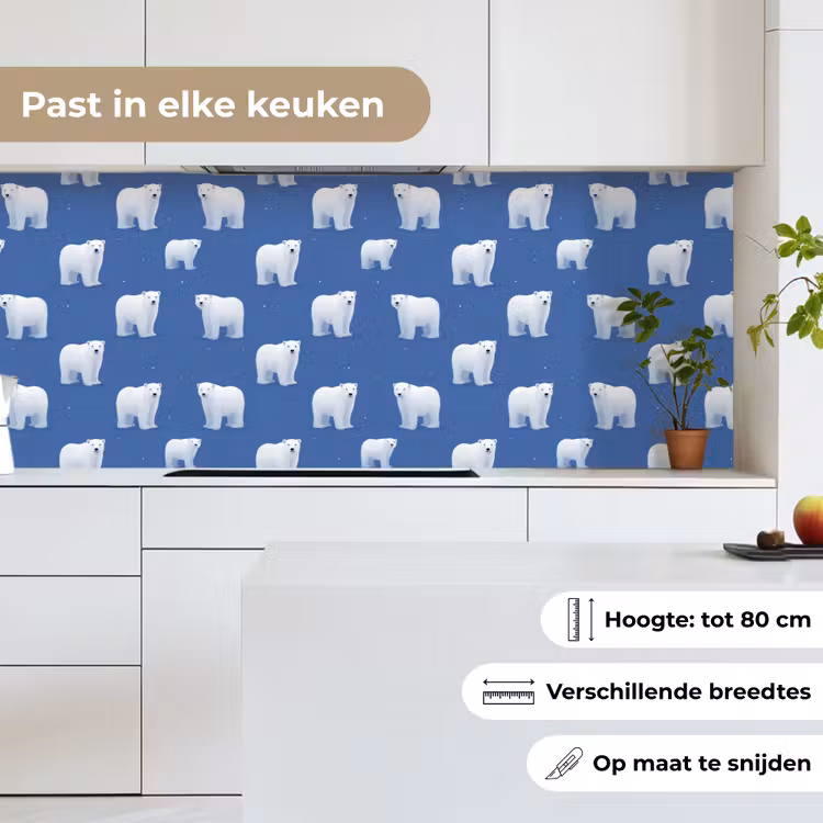 Keuken achterwand - IJsbeer - Patroon - Blauw — 7