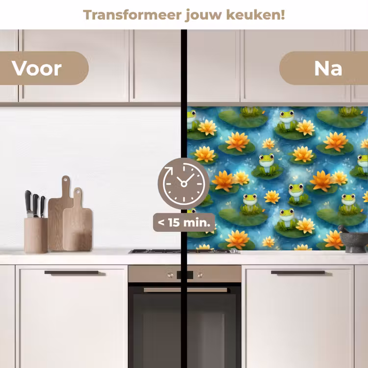 Keuken achterwand - Kikker - Lelies - Groen — 3