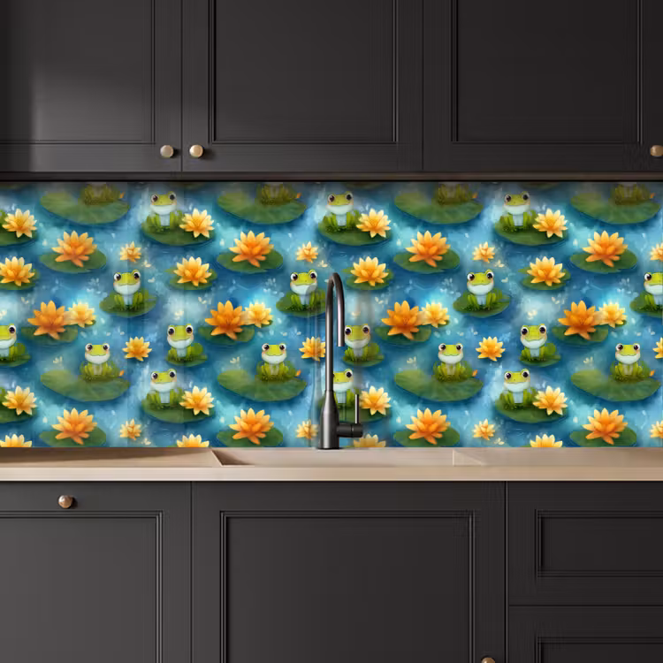 Keuken achterwand - Kikker - Lelies - Groen — 6