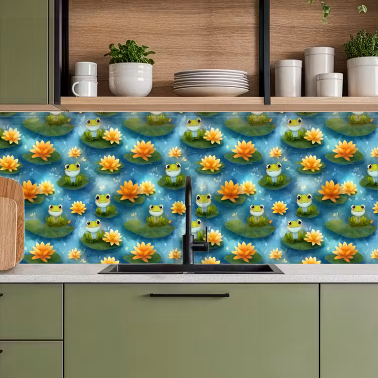Keuken achterwand - Kikker - Lelies - Groen — 8