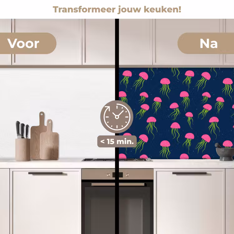 Keuken achterwand - Kwallen - Diepzee - Neon — 3
