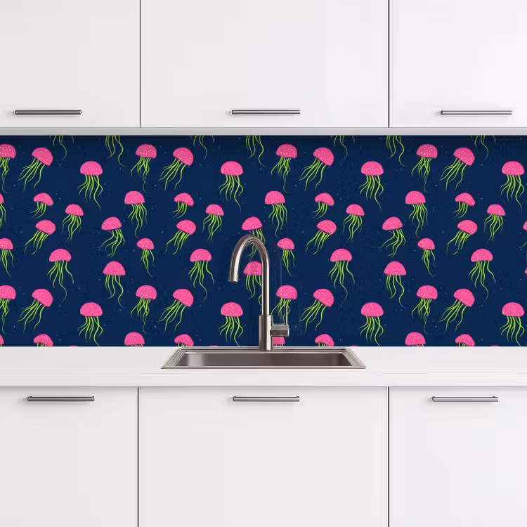 Keuken achterwand - Kwallen - Diepzee - Neon — 4