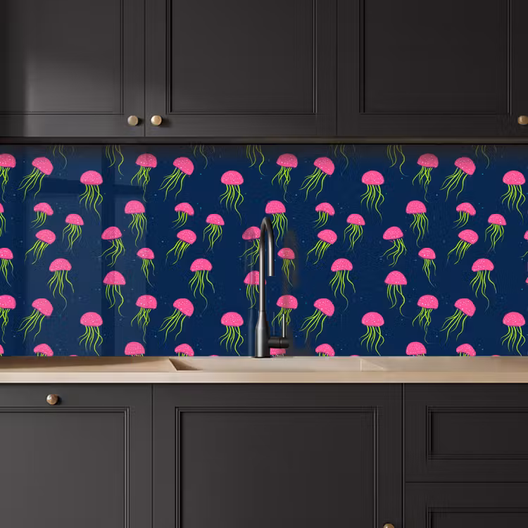 Keuken achterwand - Kwallen - Diepzee - Neon — 6