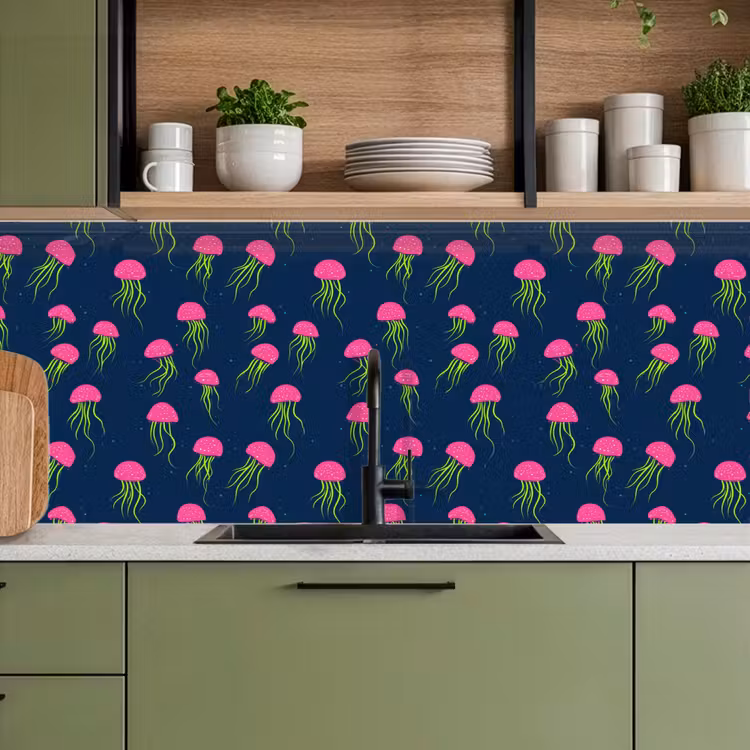 Keuken achterwand - Kwallen - Diepzee - Neon — 8