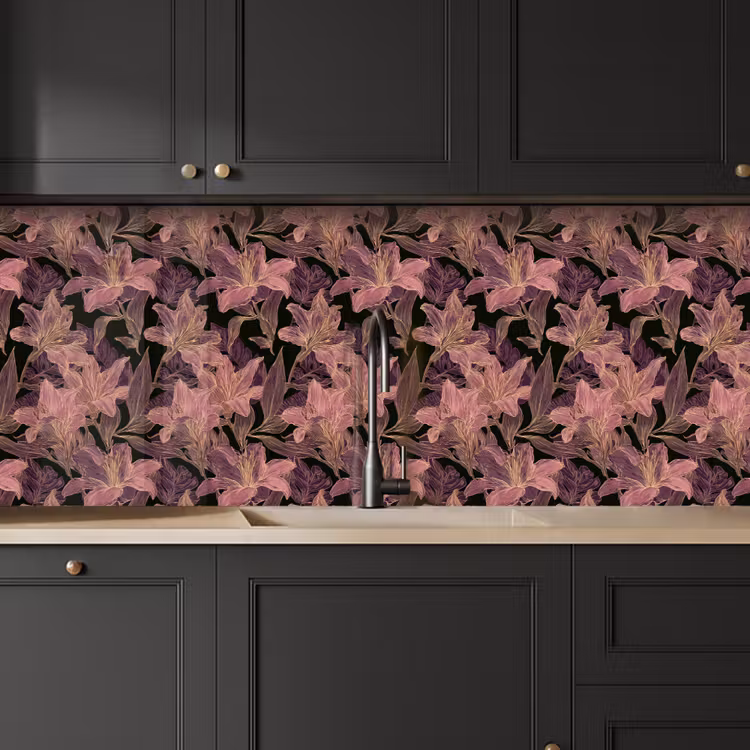 Keuken achterwand - Lelies - Patroon - Paars - Goud — 6