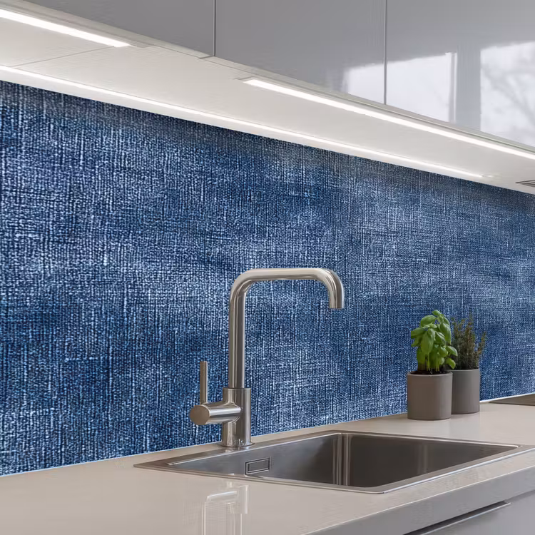Keuken achterwand - Linnen - Textuur - Patroon - Denim - Rustiek — 2