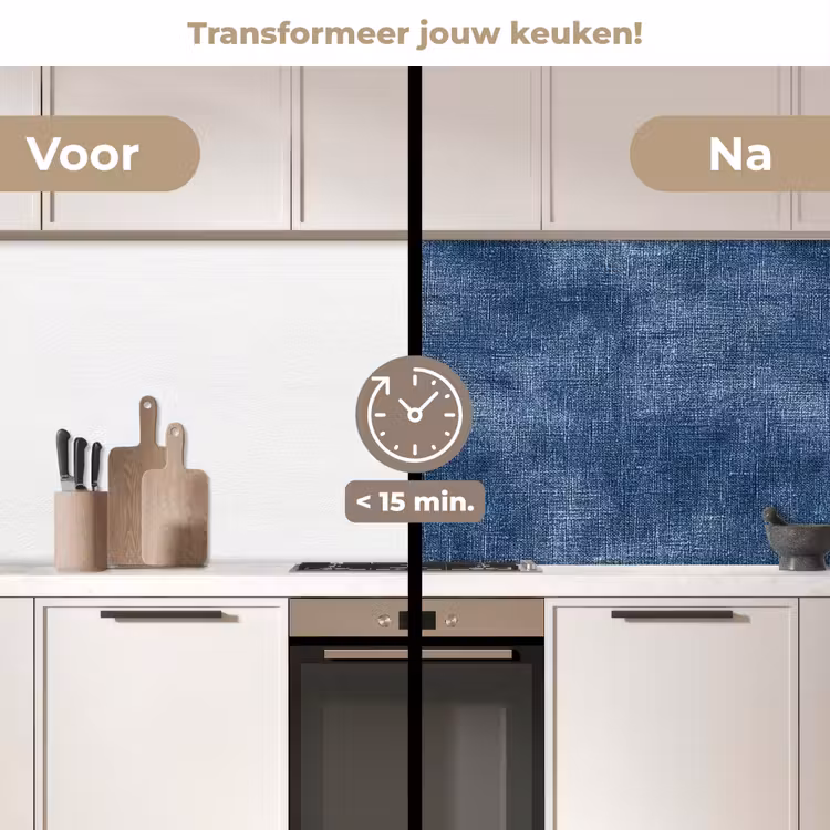 Keuken achterwand - Linnen - Textuur - Patroon - Denim - Rustiek — 3