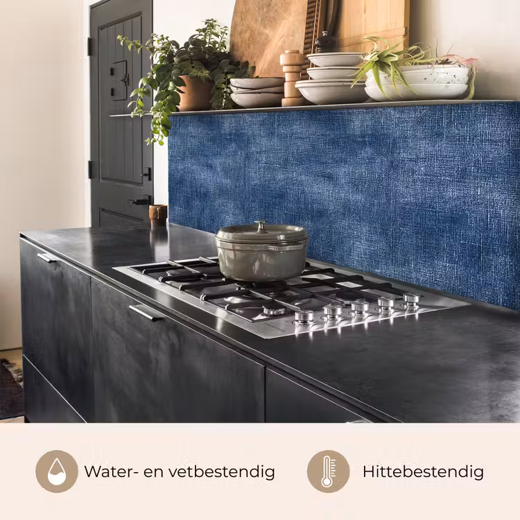 Keuken achterwand - Linnen - Textuur - Patroon - Denim - Rustiek — 5