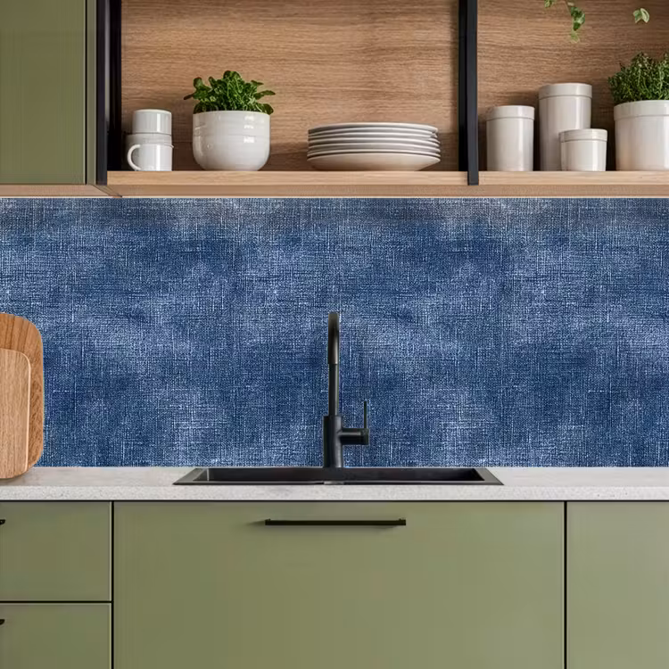 Keuken achterwand - Linnen - Textuur - Patroon - Denim - Rustiek — 8