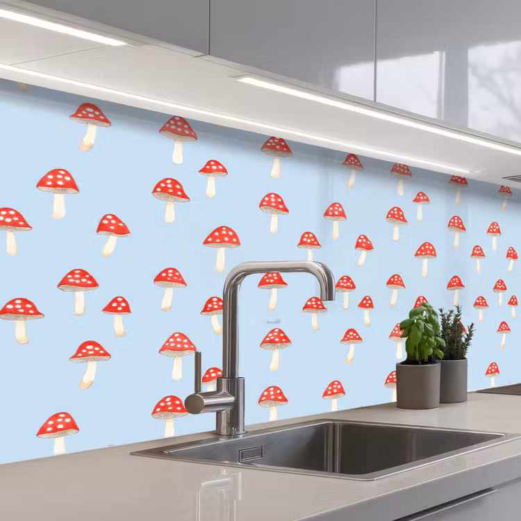 Keuken achterwand - Paddenstoel -Sprookje - Blauw — 2