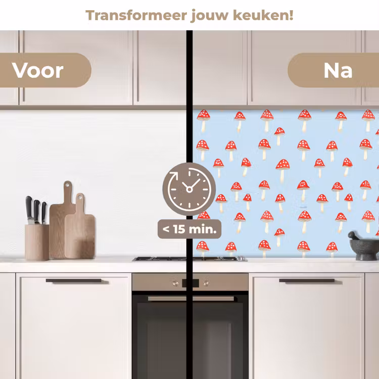 Keuken achterwand - Paddenstoel -Sprookje - Blauw — 3