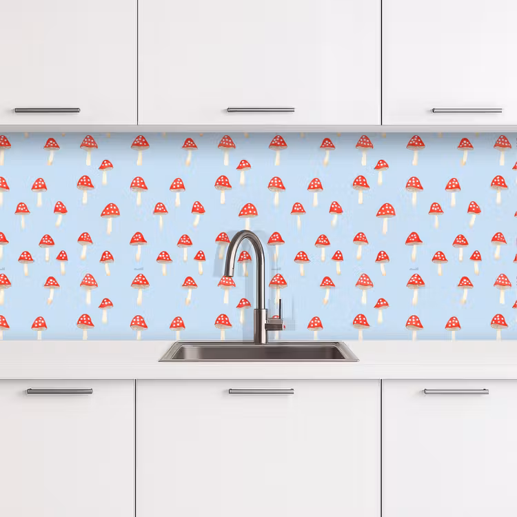 Keuken achterwand - Paddenstoel -Sprookje - Blauw — 4