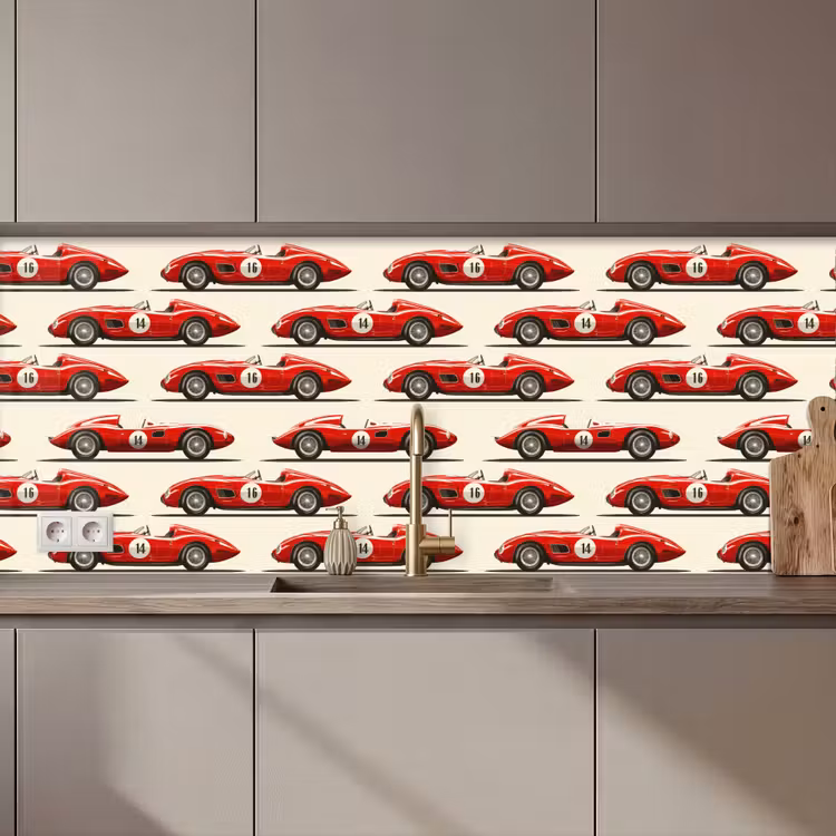 Keuken achterwand - Raceauto - Retro - Rood — 1