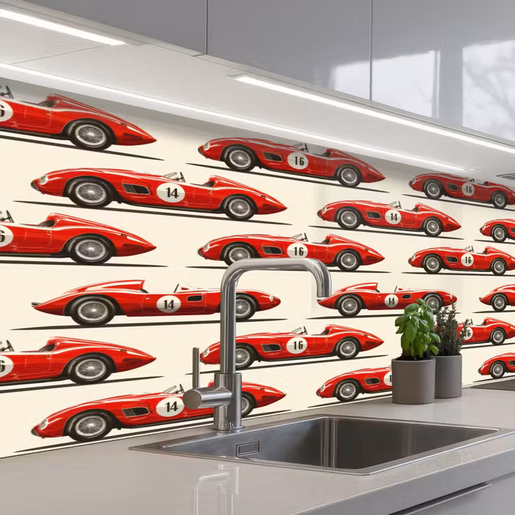 Keuken achterwand - Raceauto - Retro - Rood — 2