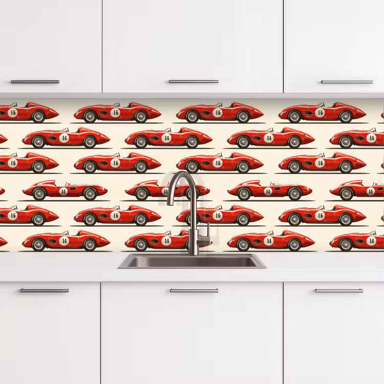 Keuken achterwand - Raceauto - Retro - Rood — 4