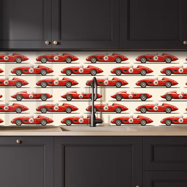 Keuken achterwand - Raceauto - Retro - Rood — 6
