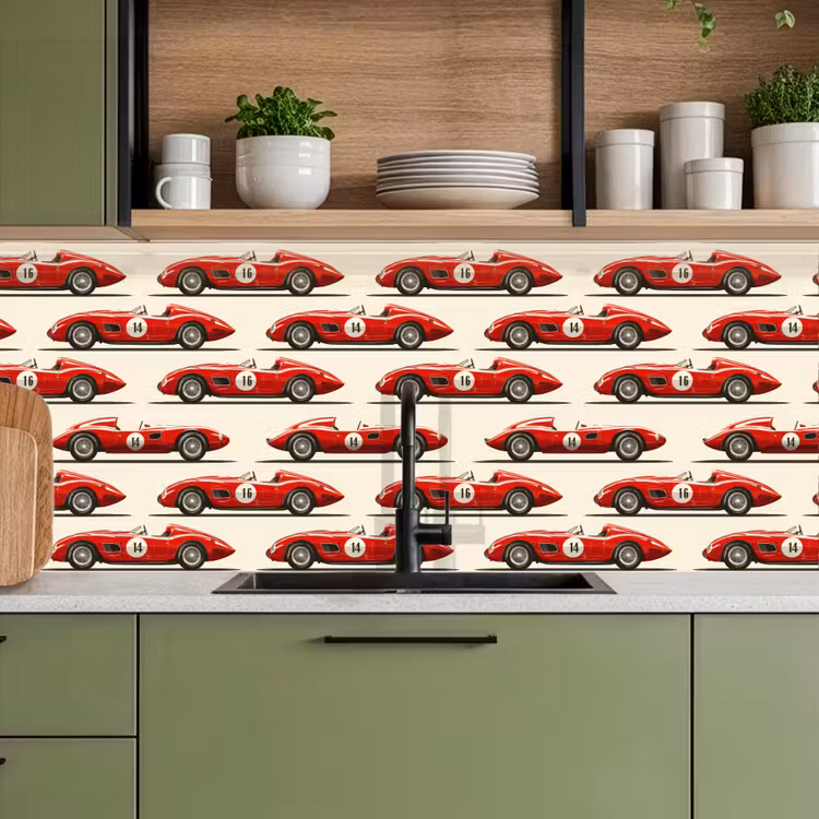 Keuken achterwand - Raceauto - Retro - Rood — 8