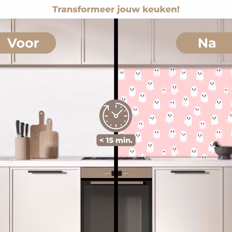 Keuken achterwand - Spookjes - Patroon - Roze — 3