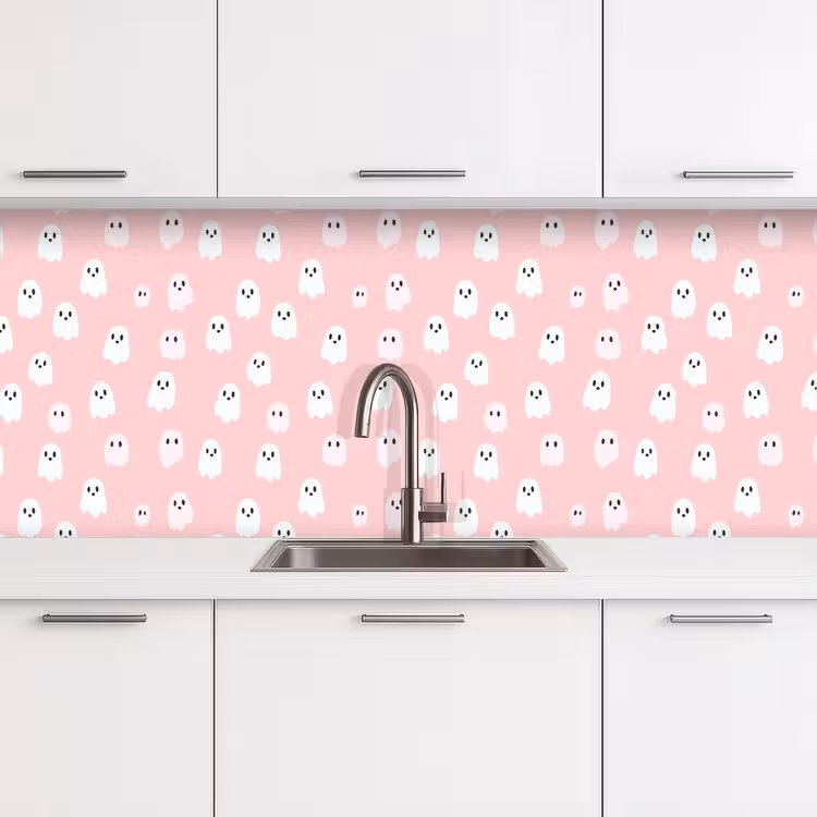 Keuken achterwand - Spookjes - Patroon - Roze — 4