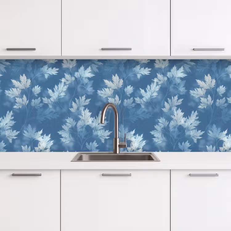 Keuken achterwand - Varen - Botanisch - Patroon - Grijsblauw — 4