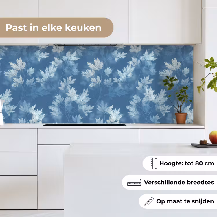 Keuken achterwand - Varen - Botanisch - Patroon - Grijsblauw — 7