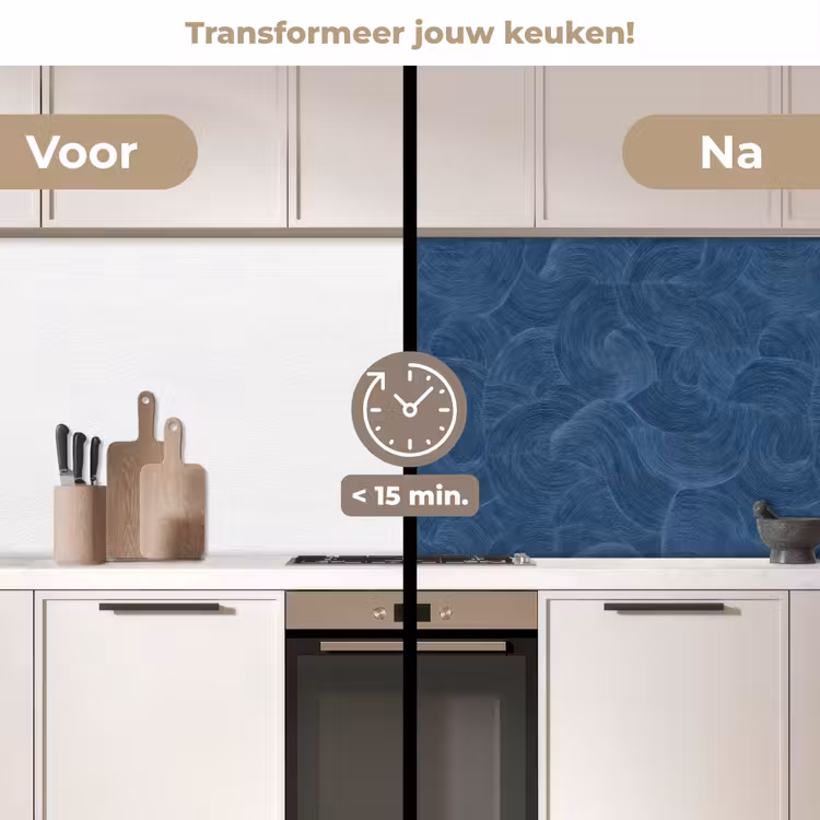 Keuken achterwand - Golven - Textuur - Patroon - Blauw — 3
