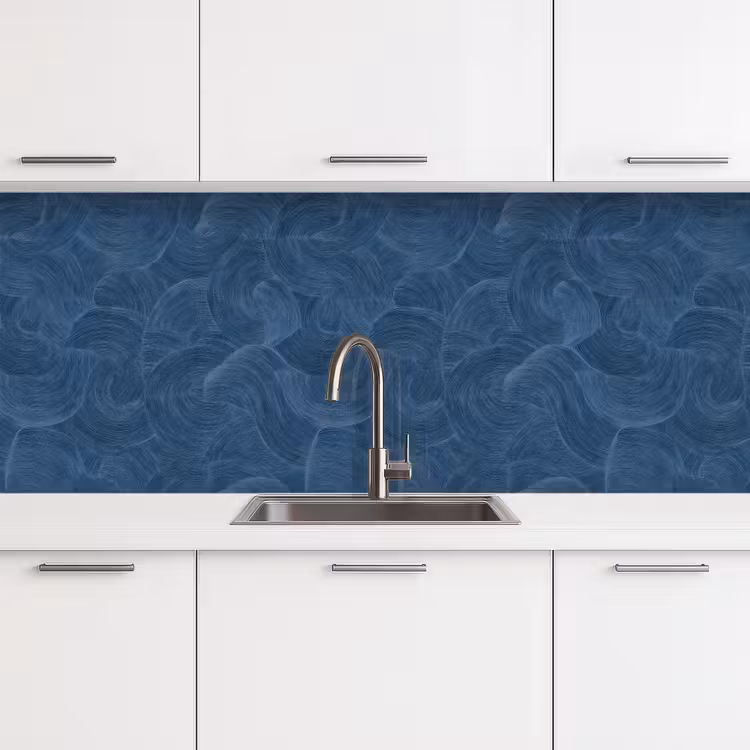 Keuken achterwand - Golven - Textuur - Patroon - Blauw — 4