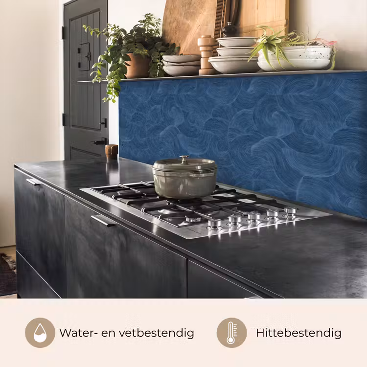 Keuken achterwand - Golven - Textuur - Patroon - Blauw — 5