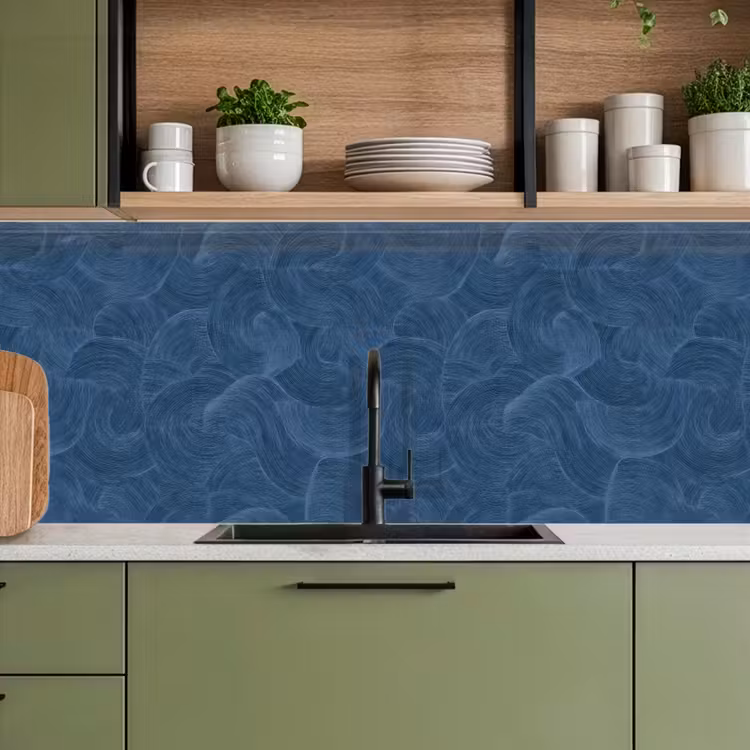 Keuken achterwand - Golven - Textuur - Patroon - Blauw — 8