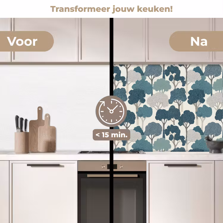 Keuken achterwand - Modern - Bomen - Bos - Patroon - Blauw — 3