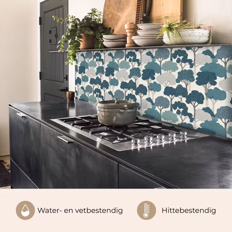 Keuken achterwand - Modern - Bomen - Bos - Patroon - Blauw — 5
