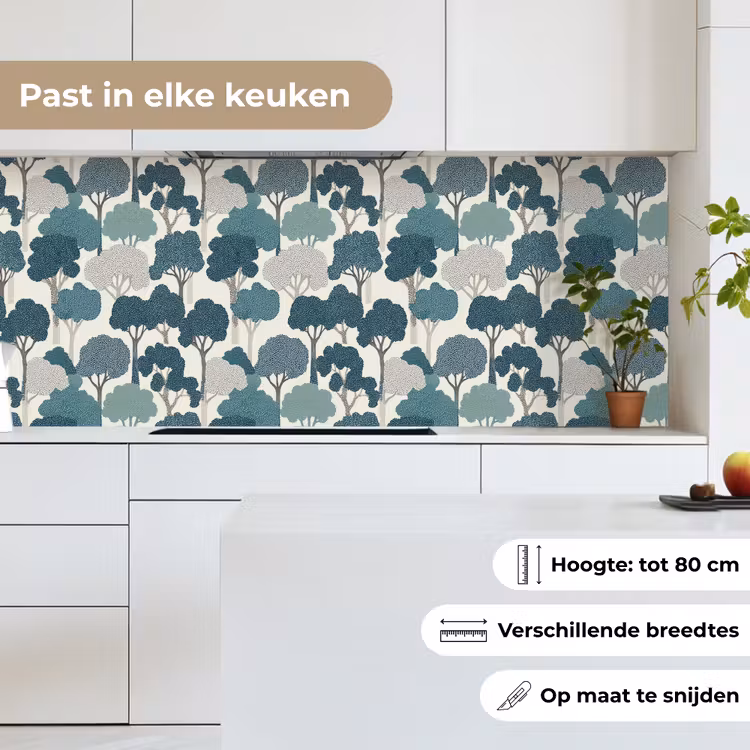 Keuken achterwand - Modern - Bomen - Bos - Patroon - Blauw — 7