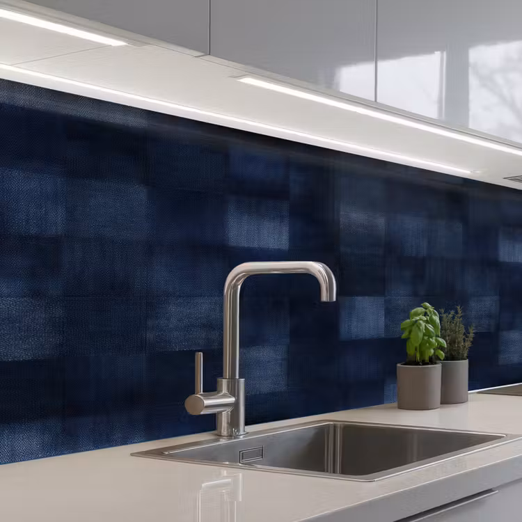 Keuken achterwand - Patroon - Ruit - Marineblauw — 2