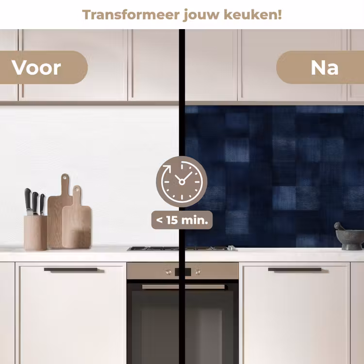 Keuken achterwand - Patroon - Ruit - Marineblauw — 3