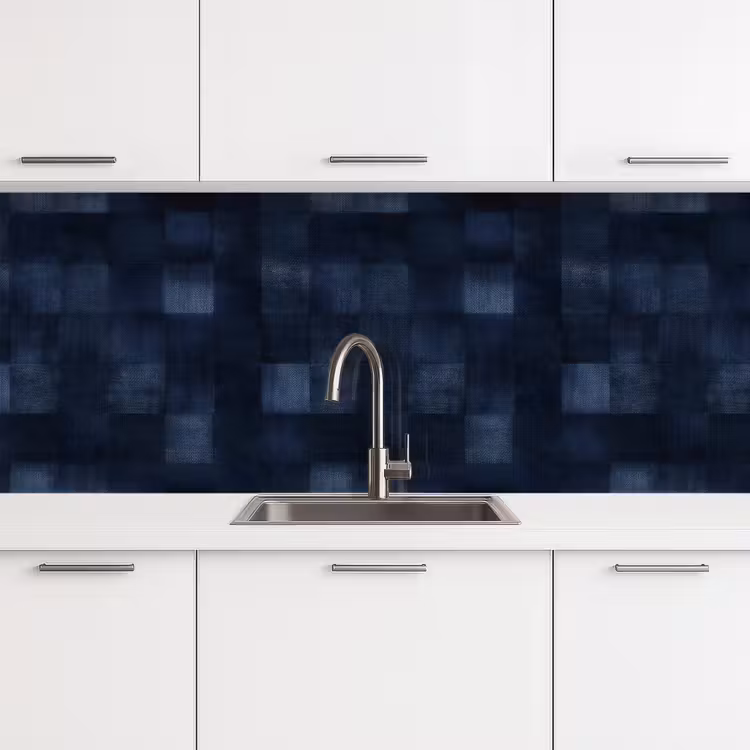 Keuken achterwand - Patroon - Ruit - Marineblauw — 4